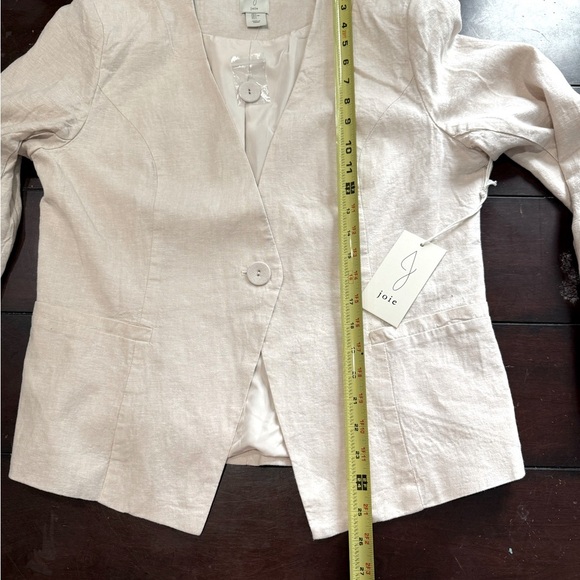 Joie Women’s Blazer Jacket Size L Beige Linen Blend Lightweight 1-Button NWT - Picture 7 of 9